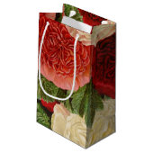 Vintage Rosa Rosa Gelbe Rosen Kleine Geschenktüte (Rückseite Schrägansicht)