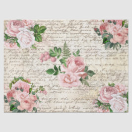 Vintage Rosa-Rosa-Rose Alte Buchstabendekoupage Seidenpapier