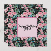 Vintage Rosa Rose Blumenmuster Damen Name Karte (Vorne/Hinten)