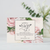 Vintage Rosa Rose Cream Wedding RSVP (Stehend Vorderseite)