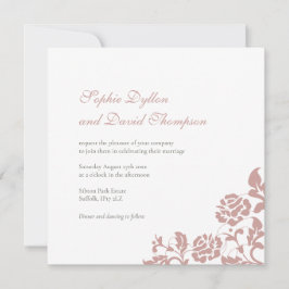 Vintage Rosa Rose Lace Square Wedding Einladung