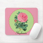 Vintage rosa Rose mit rosa spitzen Rahmen Mousepad (Mit Mouse)