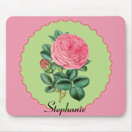 Vintage rosa Rose mit rosa spitzen Rahmen Mousepad