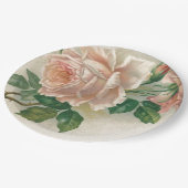 Vintage rosa Rose Pappteller (Schrägansicht)