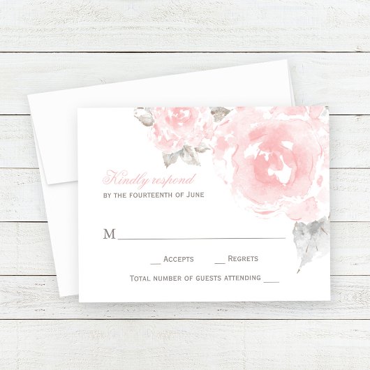 Vintage Rosa-Rose RSVP Karte
