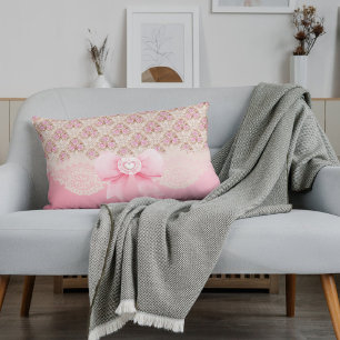 Vintage rosa Rose, Streifen und Leiste Dekokissen