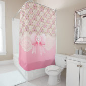 Vintage rosa Rose, Streifen und Leiste Duschvorhang (Beispiel)