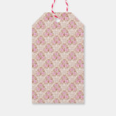 Vintage rosa Rose, Streifen und Leiste Geschenkanhänger (Rückseite)