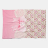 Vintage rosa Rose, Streifen und Leiste Geschirrtuch (Horizontal)