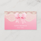 Vintage, rosa Rose, Streifen und Spitzen Visitenkarte (Vorderseite)