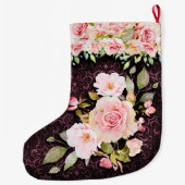 Vintage rosa Rose und Spitze Großer Weihnachtsstrumpf (Rückseite)