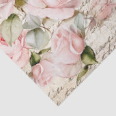 Vintage Rosa Rosen Alte Buchstabendekouation Seidenpapier (Detail)