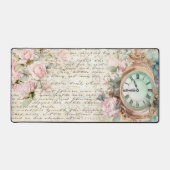 Vintage, rosa Rosen, alte Buchstabenzeitanzeige Schreibtischunterlage (Vorderseite)