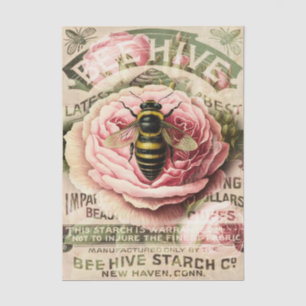 Vintage-Rosa-Rosen-Biene-Shabby-Chic-Decoupage Seidenpapier