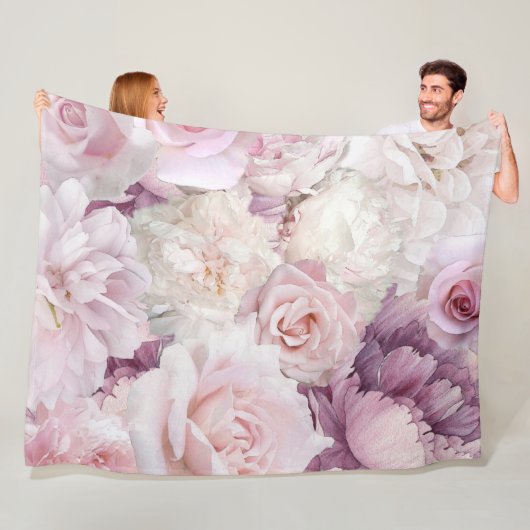 Vintage-Rosa-Rosen-Botanischer-Garten-Fließdecke Fleecedecke (Beispiel)