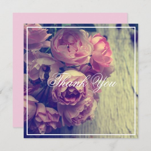 Vintage Rosa Rosen Dankeskarte (Vorne/Hinten)