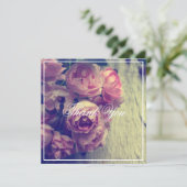 Vintage Rosa Rosen Dankeskarte (Stehend Vorderseite)