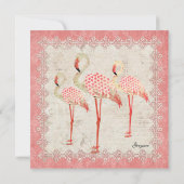 Vintage rosa Rosen-Flamingo-Baby-Einladung Einladung (Rückseite)