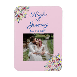 Vintage-Rosa-Rosen-Foto-Save-the-Date-Kalender Magnet