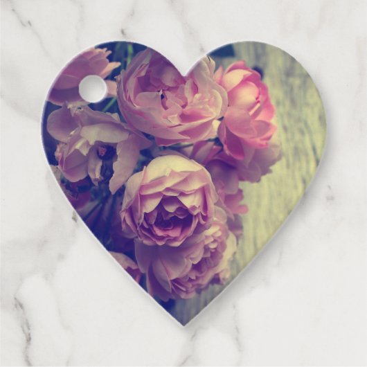 Vintage Rosa Rosen Geschenkanhänger (Vorderseite)