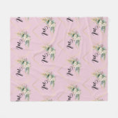 Vintage Rosa Rosen Goldenes Herz Monogramm Fleecedecke (Vorderseite (Horizontal))