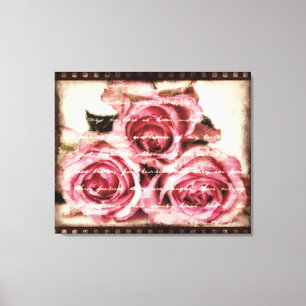 Vintage rosa Rosen Leinwanddruck
