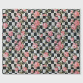 Vintage rosa Rosen mit Schwarzweiss Geschenkpapier (Flach)