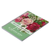 Vintage rosa Rosen Monogram Hochzeitsplanungsbrill Notizblock (Linke Seite)