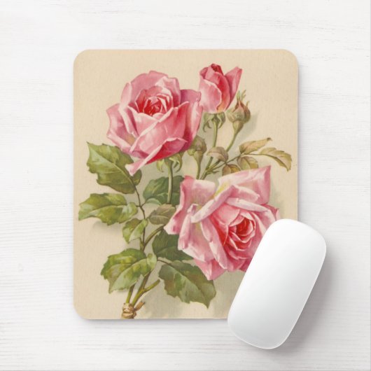 Vintage rosa Rosen Mousepad (Mit Mouse)