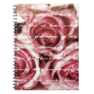 Vintage rosa Rosen Notizblock