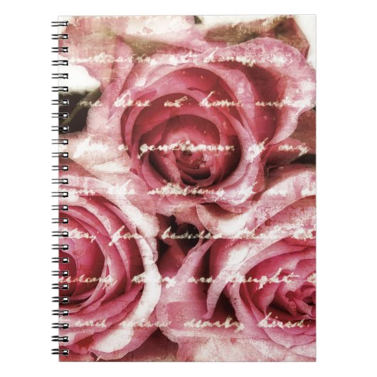 Vintage rosa Rosen Notizblock (Vorderseite)