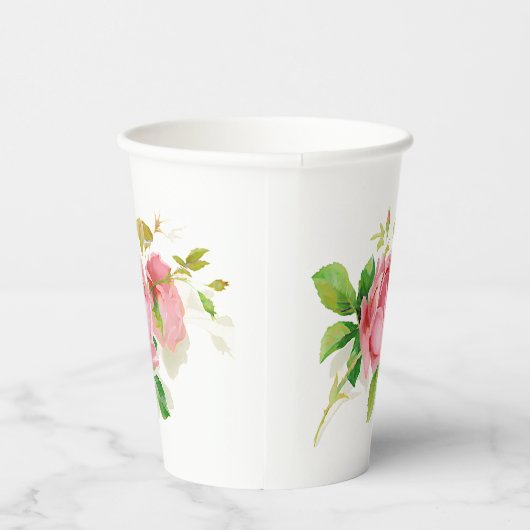 Vintage Rosa Rosen Pappbecher (Rechts)