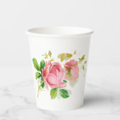 Vintage Rosa Rosen Pappbecher (Vorderseite)