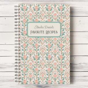 Vintage-Rosa-Rosen-Persönliches-Rezept-Notizbuch Notizblock