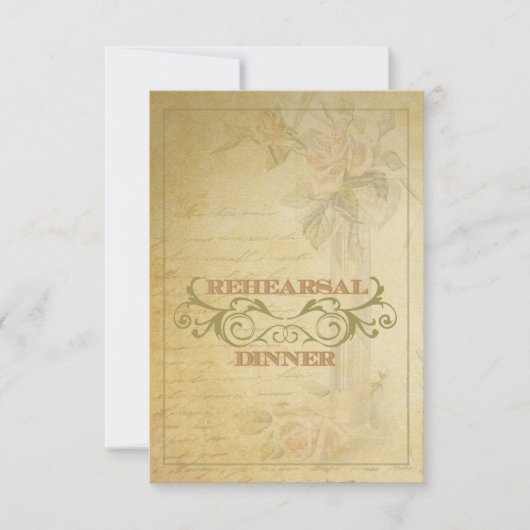 Vintage rosa Rosen-Proben-Abendessen-Einladung Einladung (Vorderseite)