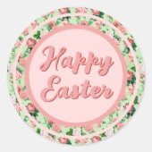 Vintage Rosa Rosen Runder Aufkleber (Vorderseite)