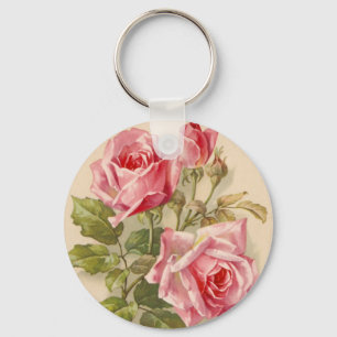 Vintage rosa Rosen Schlüsselanhänger
