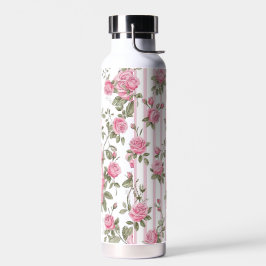 Vintage-Rosa-Rosen Shabby-Chic-Streifen Muster Cas Trinkflasche