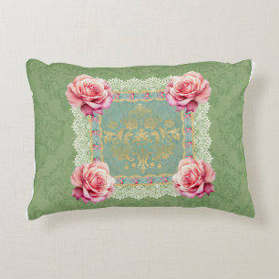 Vintage rosa Rosen verblasste Damaskusdesign Dekokissen