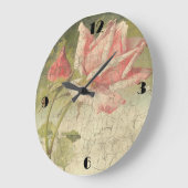 Vintage rosa Rosen-Wand-Uhr Große Wanduhr (Winkel)