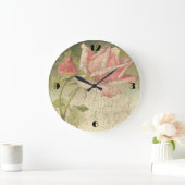 Vintage rosa Rosen-Wand-Uhr Große Wanduhr (Zuhause)