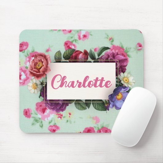 Vintage Rosa-Rosenbezeichnung Mousepad (Mit Mouse)