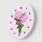 Vintage rosa Rosenhalterung Große Wanduhr (Winkel)