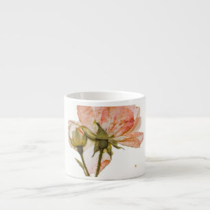 Vintage-Rosa-Rosenknospe-Botanik-Kleine Keramiktas Espressotasse