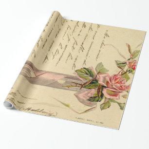 Vintage Rosa Roses Geschenkpapier