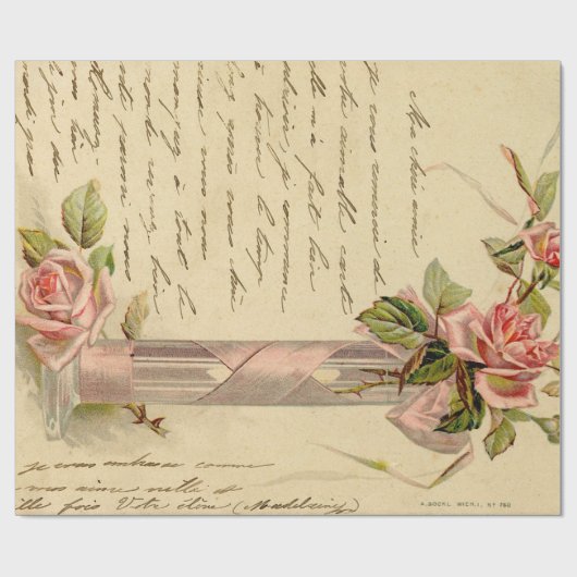 Vintage Rosa Roses Geschenkpapier (Flach)