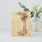 Vintage Rosa Roses Postkarte (Stehend Vorderseite)