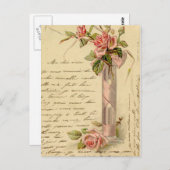 Vintage Rosa Roses Postkarte (Vorne/Hinten)