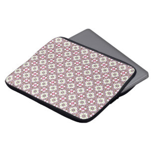 Vintage-Rosa-Rot Barcelona-Fliesen-Blumen-Schleife Laptopschutzhülle