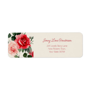 Vintage-Rosa-Rot-Rosen-Rücksendeetiketten